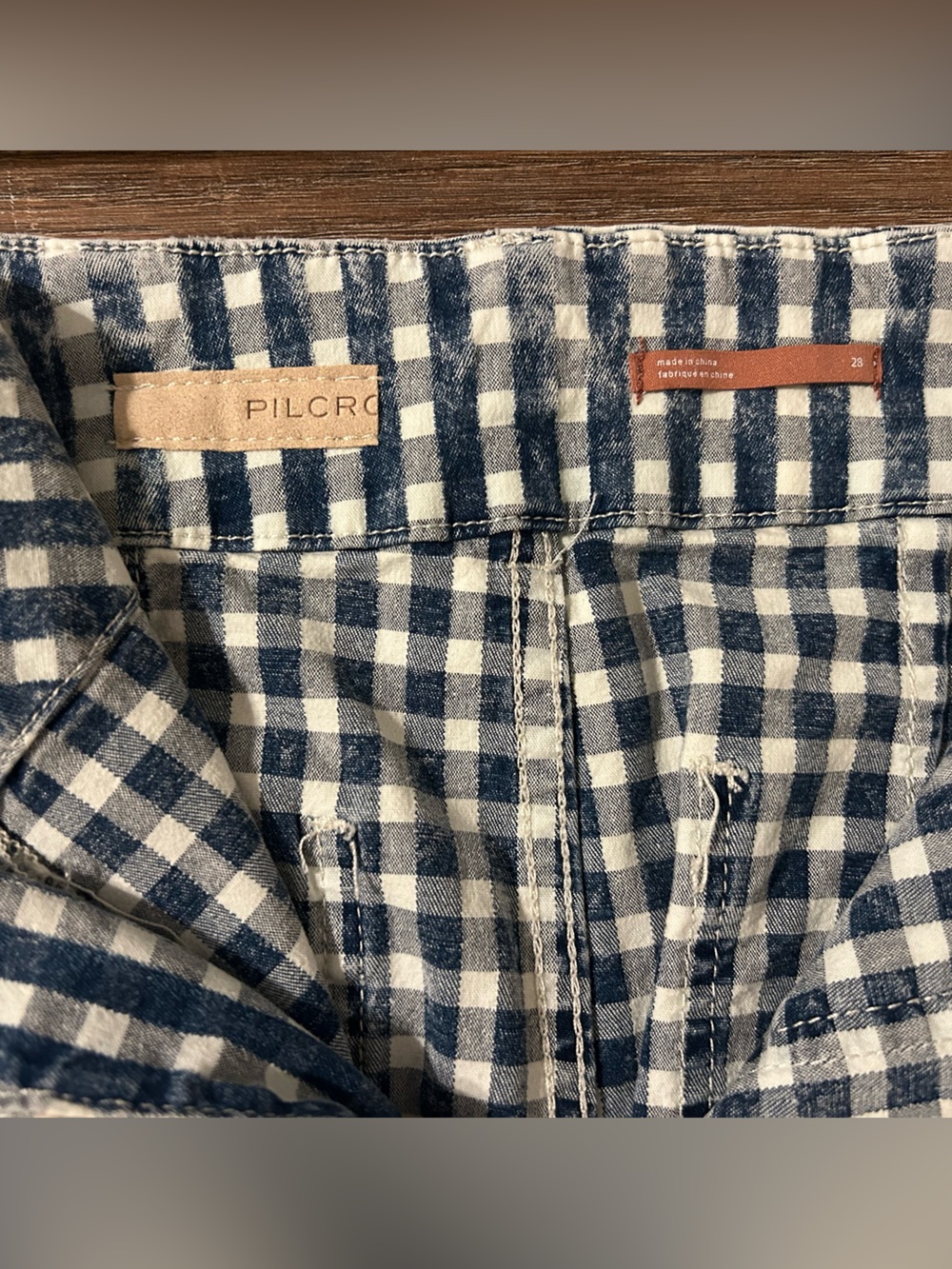 Women’s Pilcro Blue Checked “the Skipper” Wide-Leg Jeans - Picture 5 of 9